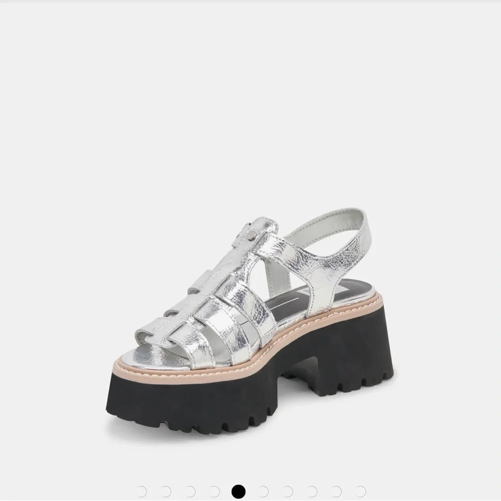 Dolce Vita Metallic Silver Platform Sandals - Picture 2 of 8